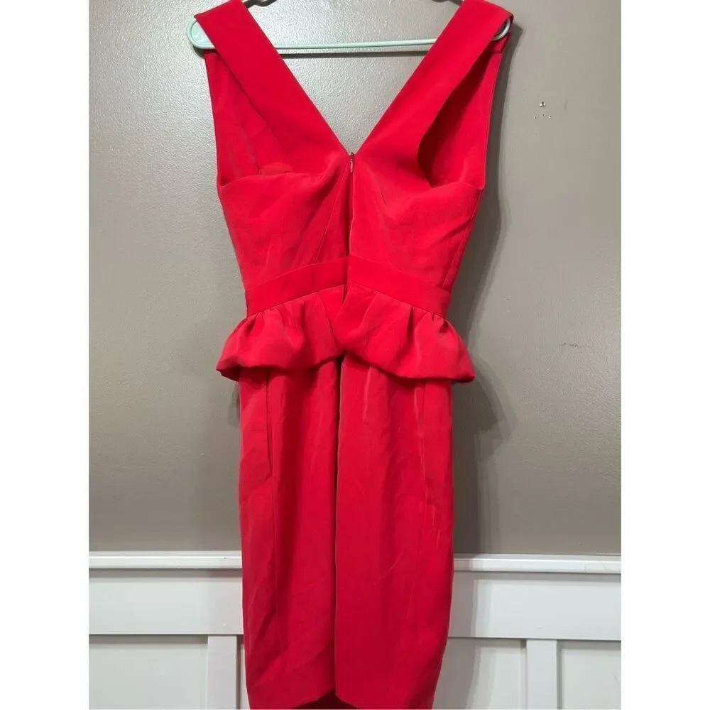 NWT Maje Paris Framboise Glue Red Peplum Sheath Women's Dress Large - Picture 12 of 13
